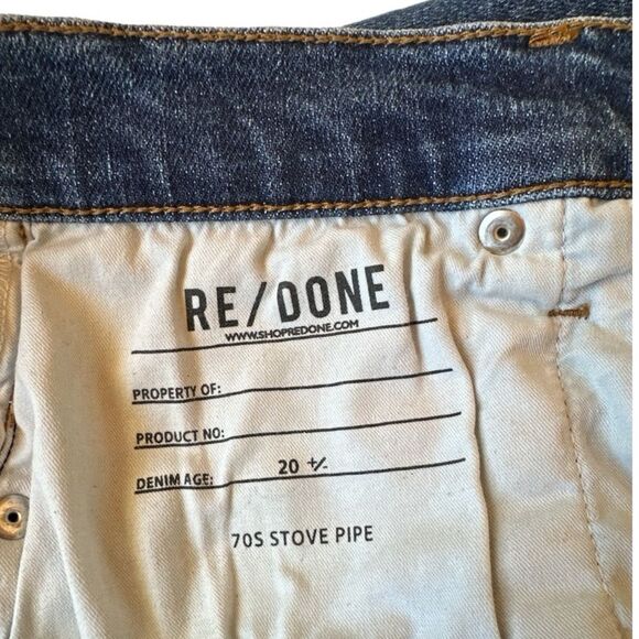 Re/Done 70s High-Rise Stove Pipe Comfort Stretch Raw Hem Denim Jeans Size 26 - Picture 6 of 15